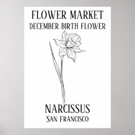フラワーマーケット誕生フラワーDECEMBERアートプリント ポスター