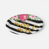 フラワーミス・トゥ・ミセス プレート - ブラック＆ホワイト ストライプ (アングル)