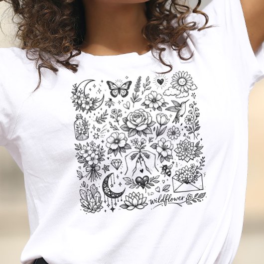フラワーミックスタトゥー Tシャツ