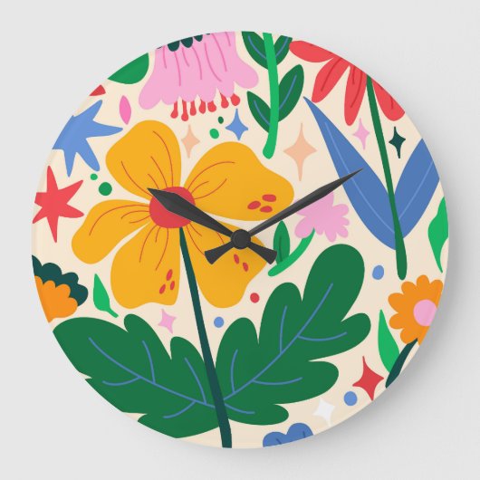 フラワーミックステープ ラージ壁時計 (正面)