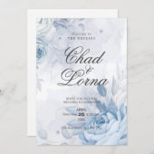 フラワーミニマリストウォーターカラー結婚式招待状 招待状 (正面/裏面)