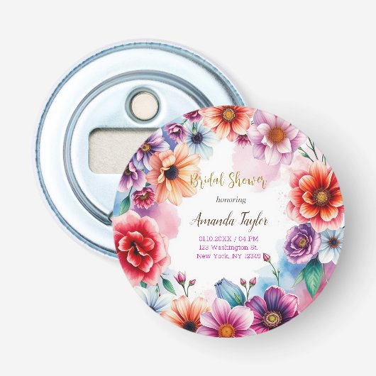 フラワーミニマリストカリグラフィーブライダルシャワーカード 栓抜き (正面)