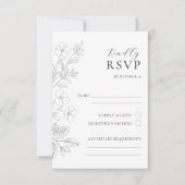 フラワーミニマリスト結婚式RSVP同封カード 出欠カード (正面)