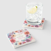 フラワーミニマルなカリグラフィーブライダルシャワーカード ストーンコースター (横)