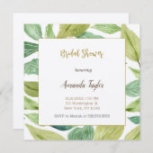 フラワーミニマルカリグラフィーブライダルシャワーカーズ 招待状 (正面/裏面)