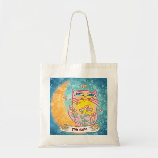 フラワームーンキャットトートバッグ トートバッグ (正面)
