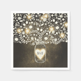 フラワーメイスンジャール結婚イエローズ紙 スタンダードカクテルナプキン