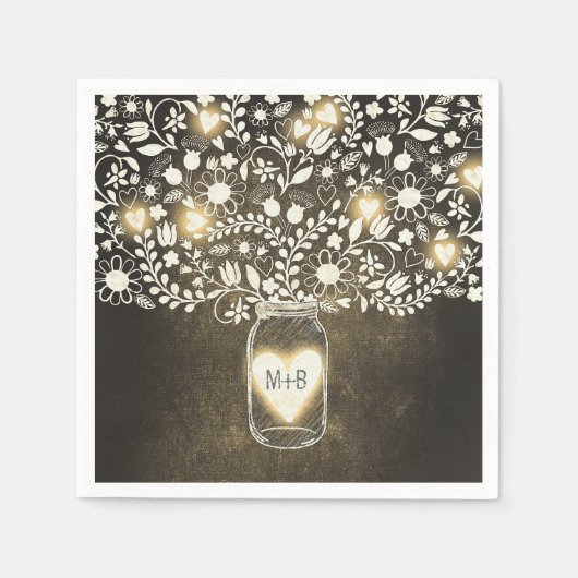 フラワーメイスンジャール結婚イエローズ紙 スタンダードカクテルナプキン (正面)