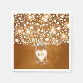 フラワーメイスンジャール結婚オレンジ紙ナプキン スタンダードカクテルナプキン