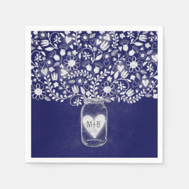フラワーメイソン王室のジャー結婚ブルーの紙 スタンダードカクテルナプキン
