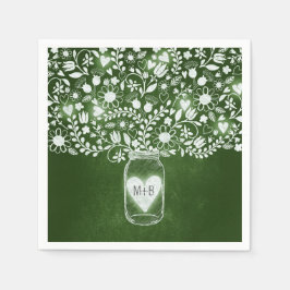 フラワーメイソンjarグリーン結婚紙ナプキン スタンダードカクテルナプキン