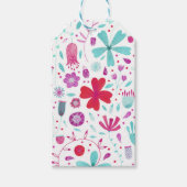 フラワーメドウウォーターカラーティール(緑がかった色) ギフトタグ (正面)