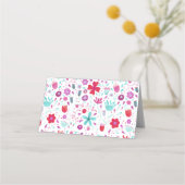 フラワーメドウウォーターカラーティール(緑がかった色) プレイスカード (裏面)