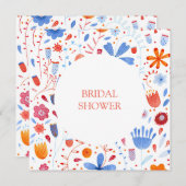 フラワーメドウウォーターカラーブライダルシャワー 招待状 (正面/裏面)