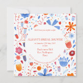 フラワーメドウウォーターカラーブライダルシャワー 招待状 (裏面)