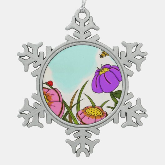 フラワーメドウペーターオーナメント スノーフレークピューターオーナメント (正面)