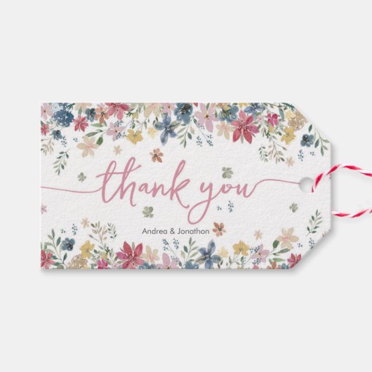 フラワーメドウ感謝していユーメッセージカード ギフトタグ (正面(横))