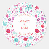 フラワーメドウ水彩ティール(緑がかった色)保存日 ラウンドシール (正面)