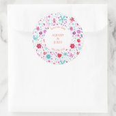 フラワーメドウ水彩ティール(緑がかった色)保存日 ラウンドシール (バッグ)