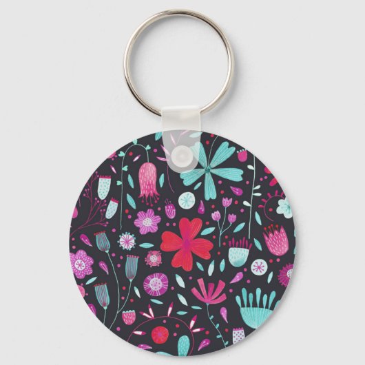 フラワーメドウ水色（濃色） キーホルダー (正面)