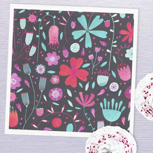 フラワーメドウ水色（濃色） スタンダードランチョンナプキン