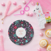 フラワーメドウ水色（濃色） ペーパープレート (パーティー)