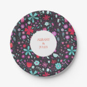 フラワーメドウ水色（濃色） ペーパープレート (正面)