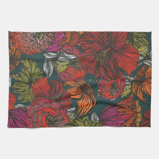 フラワーメドレー キッチンタオル (横)