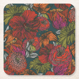 フラワーメドレー スクエアペーパーコースター