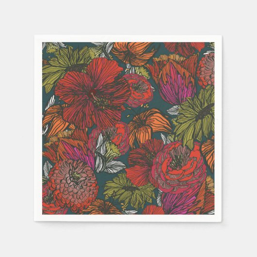 フラワーメドレー スタンダードカクテルナプキン (正面)