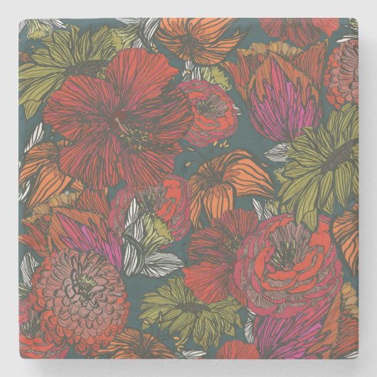 フラワーメドレー ストーンコースター (正面)