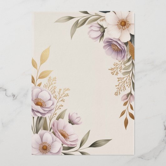 フラワーモダンな結婚式招待状テンプレート 箔招待状 (裏面)