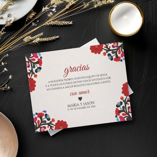 フラワーモダンカラフルフィエスタスペイン式結婚式 サンキューカード