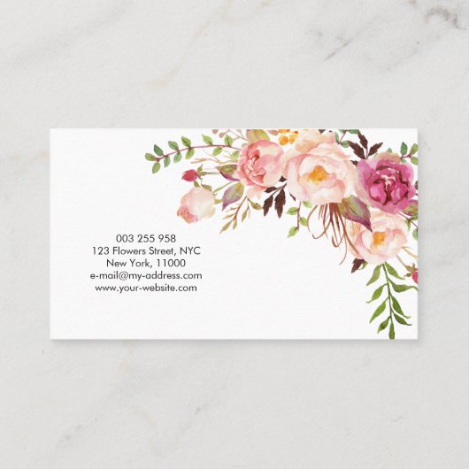 フラワーモダンズボホカスタムフローラパーソナライズされた 名刺 (裏面)