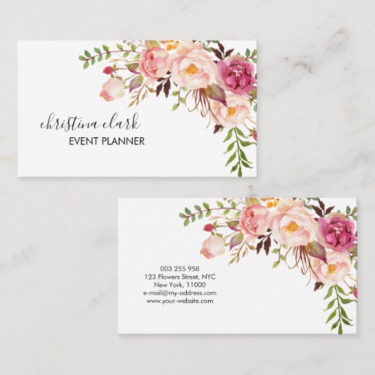 フラワーモダンズボホカスタムフローラパーソナライズされた 名刺 (正面/裏面)