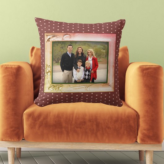 フラワーモダンフォトフレーム画像ピンク自然ドット クッション
