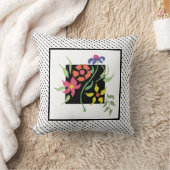 フラワーモダンブーケ白黒 クッション (ブランケット)