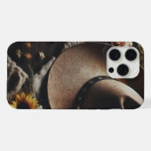 フラワーモチーフのウエスタンカウボーイハット iPhoneケース (裏面横)