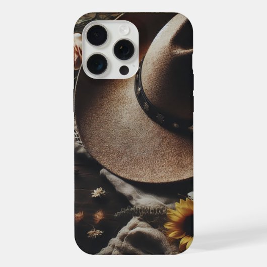 フラワーモチーフのウエスタンカウボーイハット iPhoneケース (裏面)