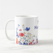 フラワーモチーフのママのサニティ 野の花 母の日 コーヒーマグカップ (左)