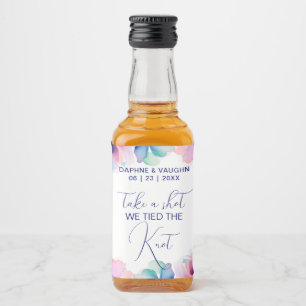 フラワーモチーフのミニボトルラベル Take a Shot we Tied the Knot リキュールボトルラベル