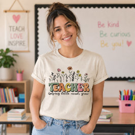 フラワーモチーフの先生の成長を願うデザイン トライブレンドTシャツ