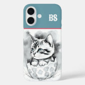 フラワーモチーフの卵の殻の中のイースターの可愛い子猫 Case-Mate iPhoneケース (裏面)
