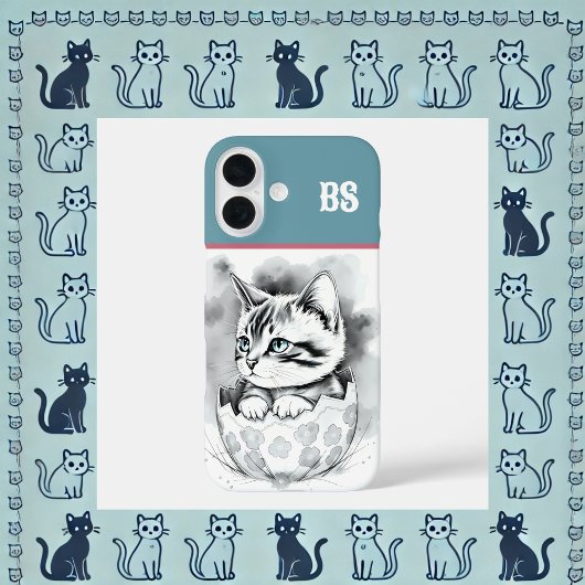 フラワーモチーフの卵の殻の中のイースターの可愛い子猫 Case-Mate iPhoneケース