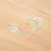 フラワーモチーフの結婚式日程事前通知 アクリル招待状 (レイダウン)