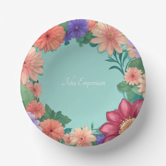 フラワーモチーフon紙丼 ペーパーボウル (正面)