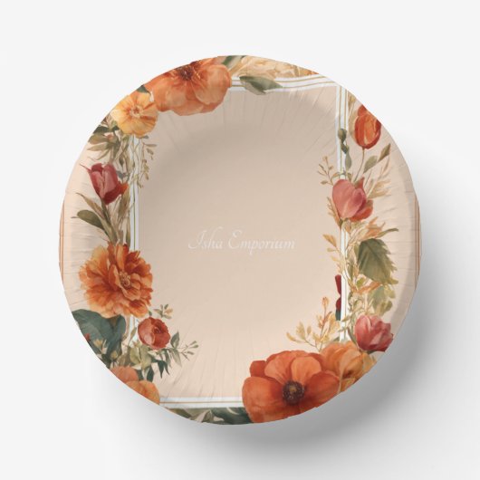 フラワーモチーフon紙丼 ペーパーボウル (正面)