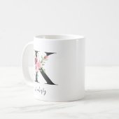 フラワーモノグラム K 水彩名前 コーヒーマグカップ (正面左)