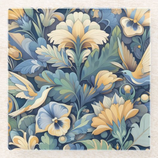 フラワーモリスの芸術 ガラスコースター (正面)