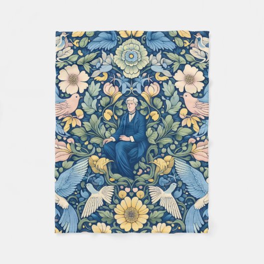 フラワーモリスの芸術 フリースブランケット (正面)